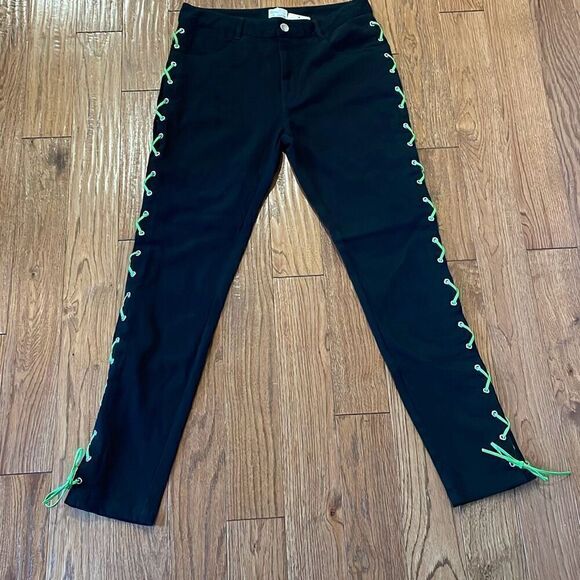 EPTM NWT the perfect example black neon lace up jeans 34 - Picture 2 of 9